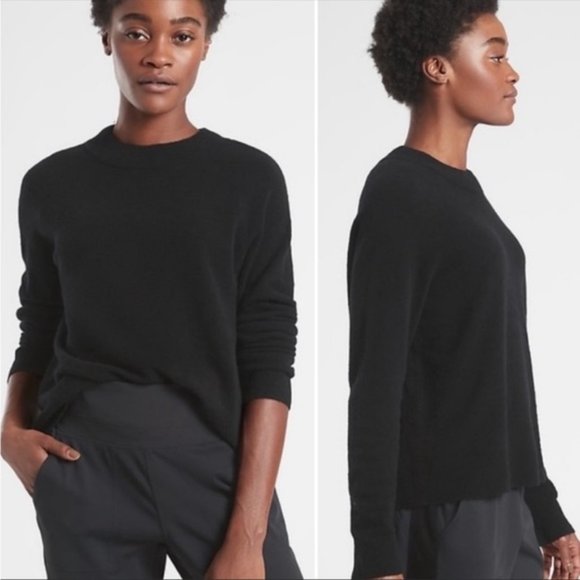Athleta | Sweaters | Athleta Hawthorn Black Fine Merino Wool Blend Crew  Neck Pullover Sweater | Poshmark
